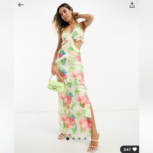 Pretty lavish from Asos... Ruffle cut out maxi ivory floral dress!